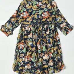 Bella Moda Kids Multicolor Printed Full Sleeves Fit & Flare Dress image 2