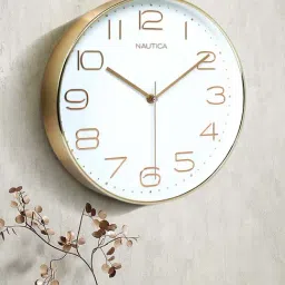 NAUTICA Glossy White & Rosegold Plastic Modern Wall Clock With Quartz Silent Sweep Technology-picture-10