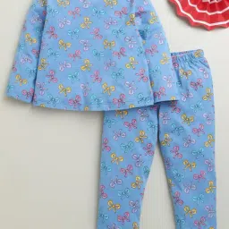 Bumzee Kids Blue Cotton Graphic Pyjama Sets-image-3