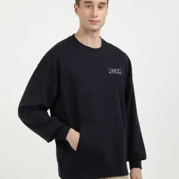 Tommy Hilfiger Navy Cotton Regular Fit Sweatshirts image 4