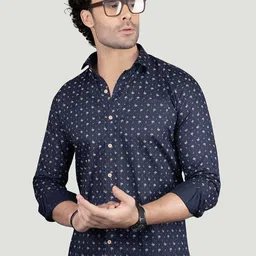 ALMATY Men Comfort Slim Fit Opaque Printed Casual Shirt-picture-34