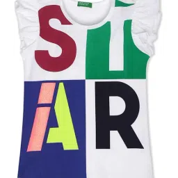 United Colors of Benetton Kids White & Blue Cotton Color Block T-Shirt-picture-30