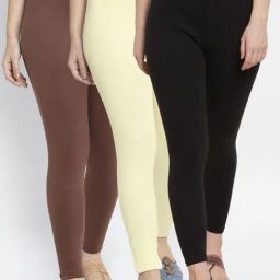 Gracit Black & Brown Mid Rise Leggings - Pack Of 3-picture-9