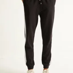 Cover Story Black Cotton Regular Fit High Rise Joggers-image-84