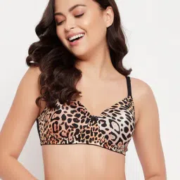 Clovia Beige & Black Printed Full Coverage T-Shirt Bra-picture-20