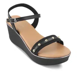 Tresmode Women's Black Ankle Strap Wedges-picture-24