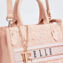 Elle Peach Embroidered Handbag image 3
