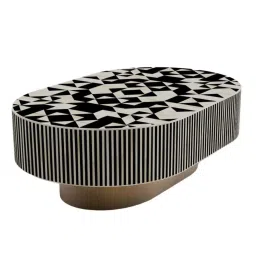 Casagold Black Jordan Kingsley Bone Inlay Oval Medium Coffee Table image 2