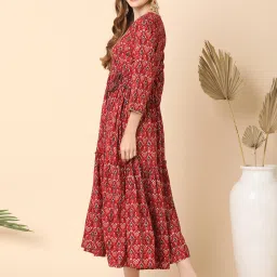Globus Red Embroidered Midi Dress image 2