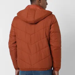 Peter England Orange Regular Fit Quilted Hooded Jacket image 2