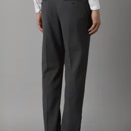 Louis Philippe Grey Slim Fit Texture Trousers image 2