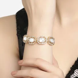 Zaveri Pearls Set of 2 Gold Tone Dazzling Austrian Diamonds & Stones Fusion Bracelets-ZPFK17940 image 2