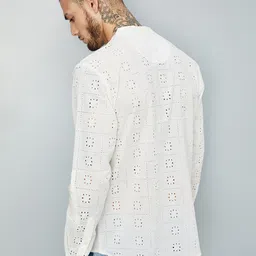 max Men Geometric Checked Thread Work Anarkali Kurta image 4