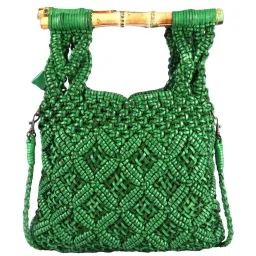 KOMPANERO Macrame Green Woven Handbag image 2