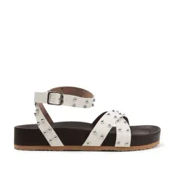 The White Pole Women's White Ankle Strap Sandals image 2