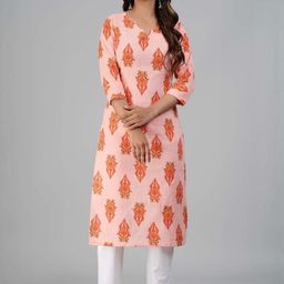 Indiwest Pink Floral Printed Straight Cotton Kurta-picture-47