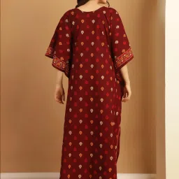 Secret Wish Maroon Cotton Printed Kaftan image 2