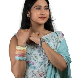 Taasha Craft Set Of 9 Thread & Mirror Bangles image 5