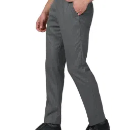 Peter England Grey Slim Fit Flat Front Trousers image 3