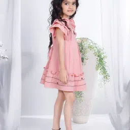 Peppermint Kids Peach Solid Dress image 3