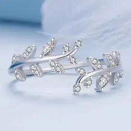 Lila Silver-Plated CZ-Studded Adjustable Finger Ring-image-0