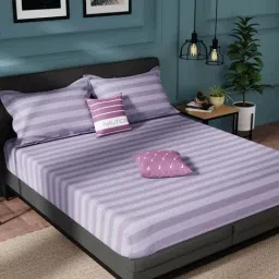 Nautica Northsail Purple 150 TC Cotton King Bedsheet with 2 Pillow Covers-picture-13