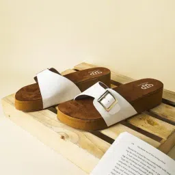 The White Pole Women's White Casual Wedges-picture-10