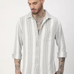 VASTRADO Core Fashion Grey Regular Fit Stripes Shirt-picture-37