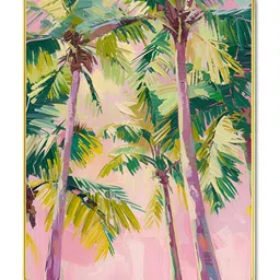 SAF Green & Pink Palm Tree Printed Wall Art image 3