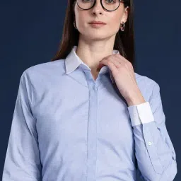 Hancock Blue Cotton Regular Fit Shirt-picture-44