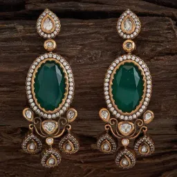 Kushal's Fashion Jewellery Green Golden Earrings for Women-picture-26