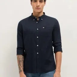 The Bear House Blue Solid Regular Fit Shirt-picture-11