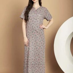 Kanvin Pink Cotton Printed Nighty-picture-23