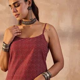 Indo Era Women Ethnic Motifs Printed Regular Pure Cotton Kurta with Trousers image 5