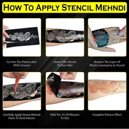 VOORKOMS Graceful Mehndi Sticker for Hands Stencil Mehndi Sticker One For Both Hand image 3