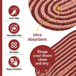 Kuber Industries Maroon & Brown 4 Pieces Textured Cotton Anti-Slip Doormats image 5