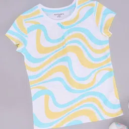 Pantaloons Junior Girls Abstract Printed Round Neck Cotton T-shirt-image-86