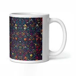 Mr UVD White & Black Geometric Printed Ceramic Glossy Mug-350ml image 2