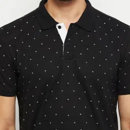 XFOX Men Polka Dot Printed Polo Collar T-shirt image 4