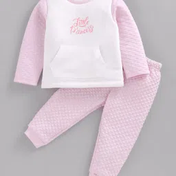 Babyoye Full Sleeves Winter Wear Suit Text Print - Pink-picture-17