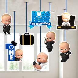 Zyozi Boss Baby First Birthday Ceiling Hanging Streamers Kids Theme Blue - Pack of 8-picture-8