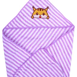 JARS Collections Super Soft and Comfortable Microfibre Hooded Baby Wrapper - Purple image 1