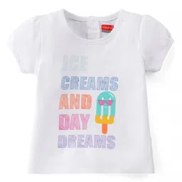 Babyhug Cotton Knit Half Sleeves Text & Ice Cream Printed T-Shirt - White-picture-18