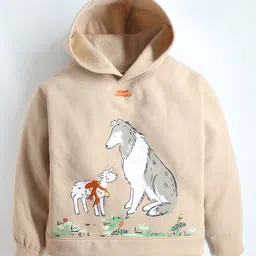 Cherry Crumble By Nitt Hyman Full Sleeves Animal  Printed Hooded Sweatshirt - Beige-picture-28