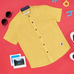 Pantaloons Junior Half Sleeves Solid Shirt - Goldfinch-image-10