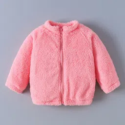 Kookie Kids Full Sleeves Solid Colour Fur Jacket - Pink-picture-36