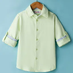 kookie kids india Kookie Kids Cotton Woven Full Sleeves Solid Color Oxford Shirt -Light Green-picture-29