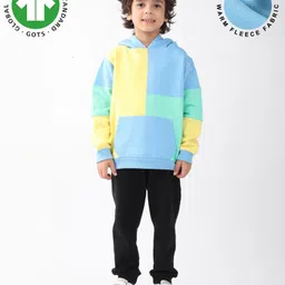 Anthrilo Fleece Knit Full Sleeves Cut & Sew Winter Hoodie & Joggers Set - Yellow Green & Black-picture-21