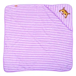 JARS Collections Super Soft and Comfortable Microfibre Hooded Baby Wrapper - Purple image 2