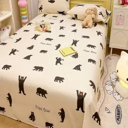 JC HOME Beige & Brown Ethnic Motifs 200 TC King Bedsheet with 2 Pillow Covers image 4